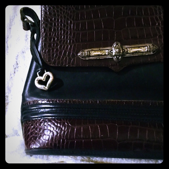 Classic Black Leather with Brown Croc Brighton Bag - Picture 4 of 4